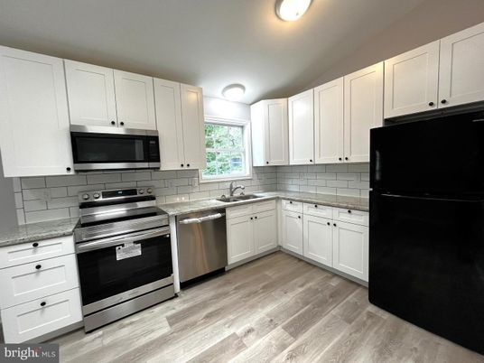 Interior, Kitchen, Stainless Steel Appliances, Wood Texture Flooring