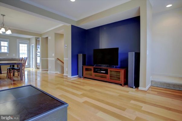 Dining room, Interior, Pendant Lights, Recessed Lighting, Wood Texture Flooring