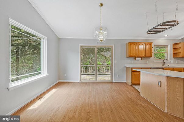 Chandelier, Interior, Kitchen, Pendant Lights, Wood Texture Flooring