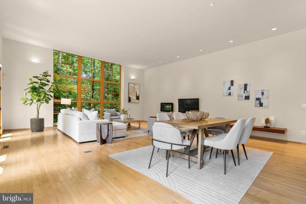 Dining room, Interior, Living room, Recessed Lighting, Wood Texture Flooring
