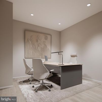 Home Office, Interior, Recessed Lighting, Wood Texture Flooring