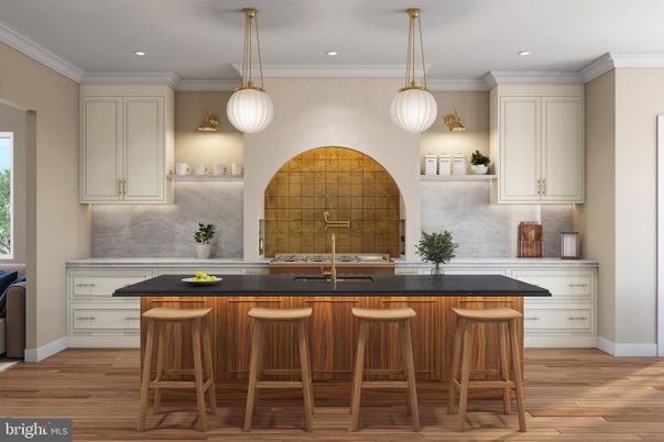 Interior, Kitchen, Pendant Lights, Recessed Lighting, Wood Texture Flooring