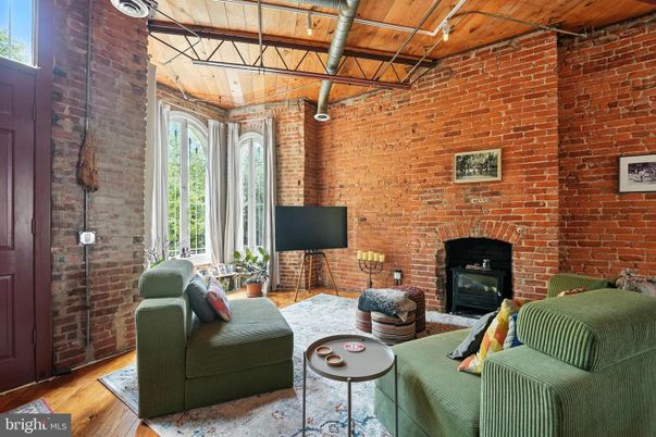 Fireplace, Interior, Living room, Stone Walls, Wood Texture Flooring