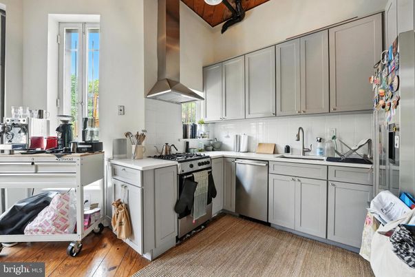 Interior, Kitchen, Stainless Steel Appliances, Wood Texture Flooring