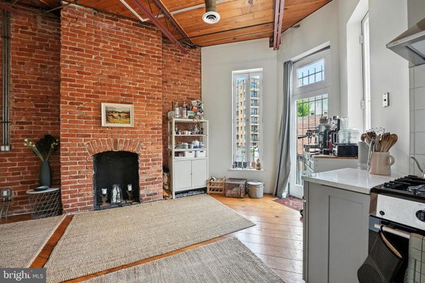 Fireplace, Interior, Kitchen, Stone Walls, Wooden Beams, Wooden Ceilings, Wood Texture Flooring