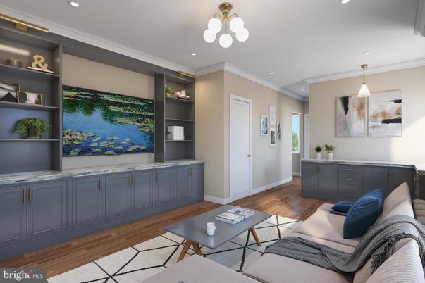 Interior, Living room, Pendant Lights, Recessed Lighting, Wood Texture Flooring
