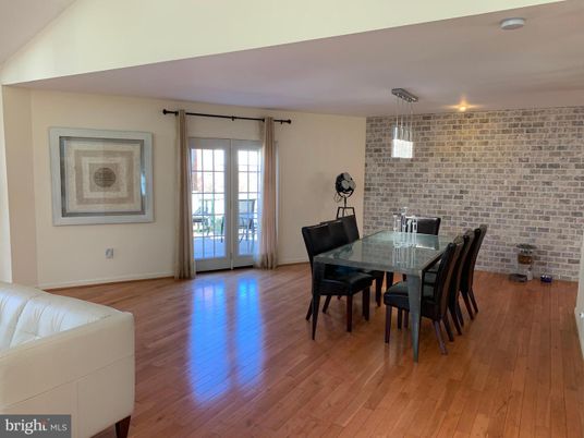 Dining room, Interior, Pendant Lights, Stone Walls, Wood Texture Flooring