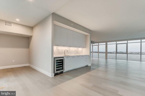 Empty room, Interior, Kitchen, Recessed Lighting, Wood Texture Flooring