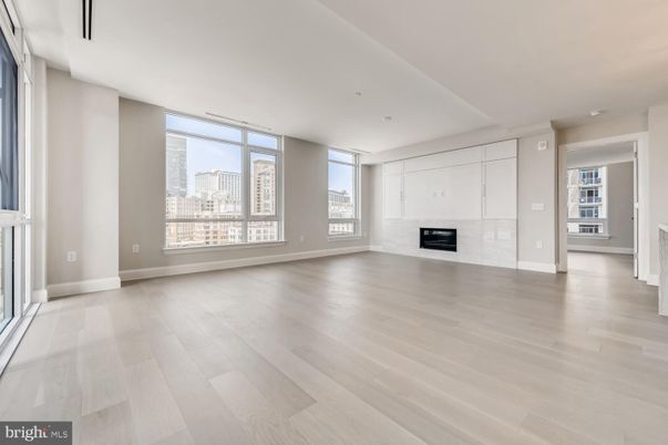 Empty room, Fireplace, Interior, Recessed Lighting, Wood Texture Flooring