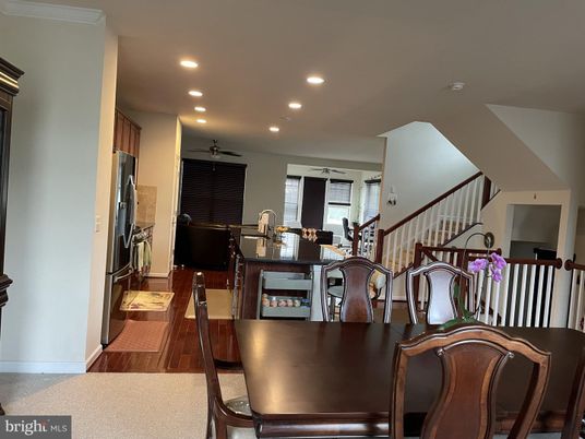 Dining room, Interior, Kitchen, Recessed Lighting, Wood Texture Flooring