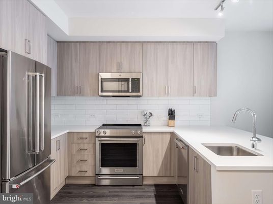 Interior, Kitchen, Stainless Steel Appliances, Wood Texture Flooring