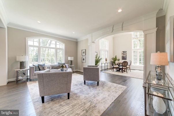 Chandelier, Dining room, Interior, Living room, Recessed Lighting, Wood Texture Flooring