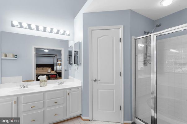 Bathroom, Dual Sink Vanities, Glass Shower, Interior
