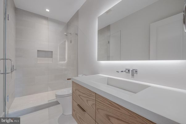 Bathroom, Glass Shower, Interior, Recessed Lighting
