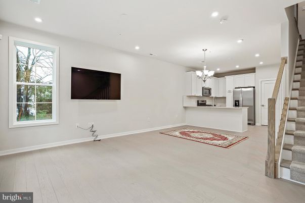 Chandelier, Interior, Kitchen, Recessed Lighting, Stainless Steel Appliances, Wood Texture Flooring