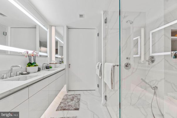 Bathroom, Glass Shower, Interior, Marble, Marble Walls