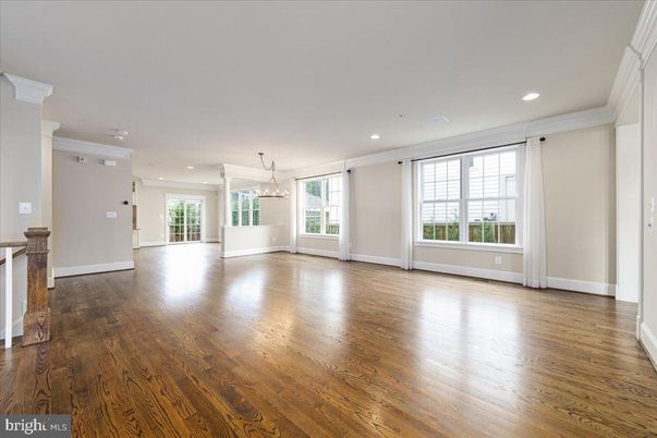 Empty room, Interior, Pendant Lights, Recessed Lighting, Wood Texture Flooring