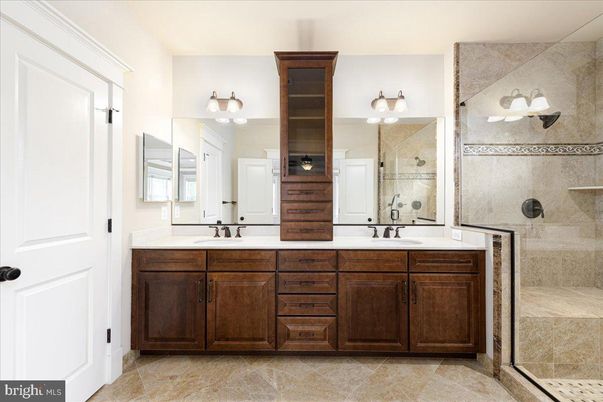 Bathroom, Dual Sink Vanities, Glass Shower, Interior
