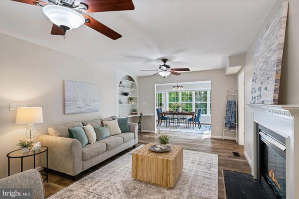 Dining room, Fireplace, Interior, Living room, Wood Texture Flooring