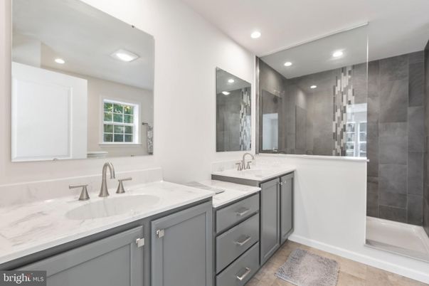 Bathroom, Dual Sink Vanities, Glass Shower, Interior, Recessed Lighting