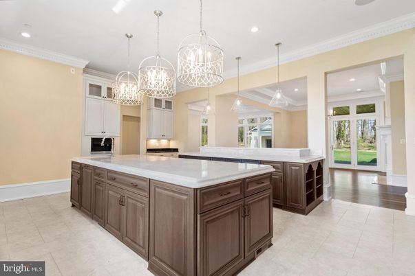 Chandelier, Interior, Kitchen, Pendant Lights, Recessed Lighting, Wood Texture Flooring