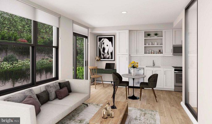 Dining room, Interior, Kitchen, Living room, Recessed Lighting, Wood Texture Flooring