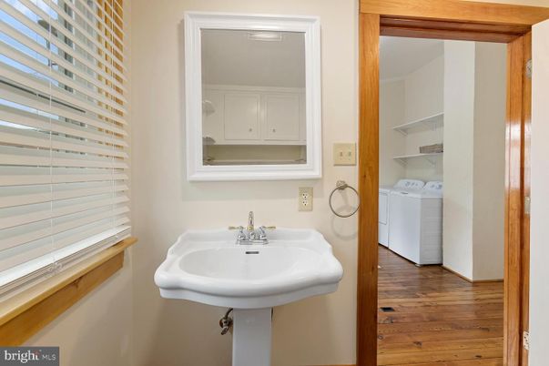 Bathroom, Interior, Washer, Wood Texture Flooring