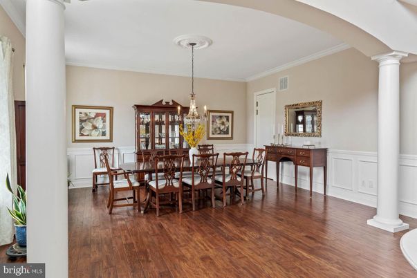 Chandelier, Dining room, Interior, Wood Texture Flooring