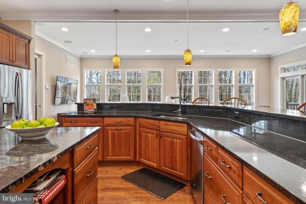 Interior, Kitchen, Pendant Lights, Recessed Lighting, Wood Texture Flooring