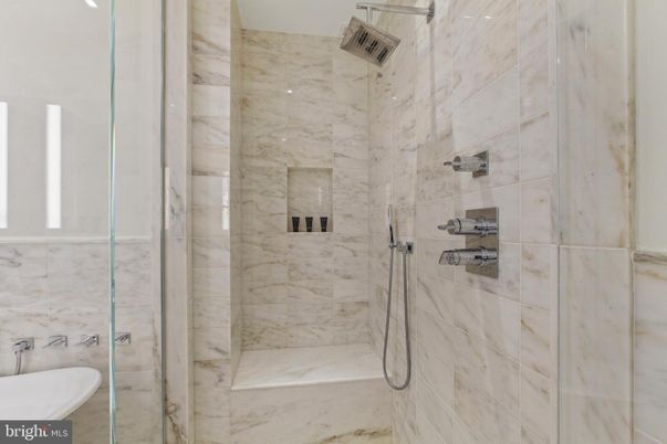 Bathroom, Glass Shower, Interior, Marble Walls