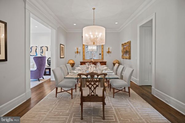 Chandelier, Dining room, Interior, Recessed Lighting, Wood Texture Flooring