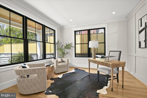 Home Office, Interior, Recessed Lighting, Wood Texture Flooring