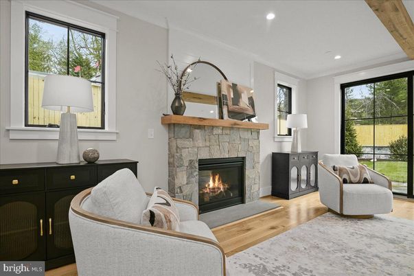 Fireplace, Interior, Recessed Lighting, Wood Texture Flooring