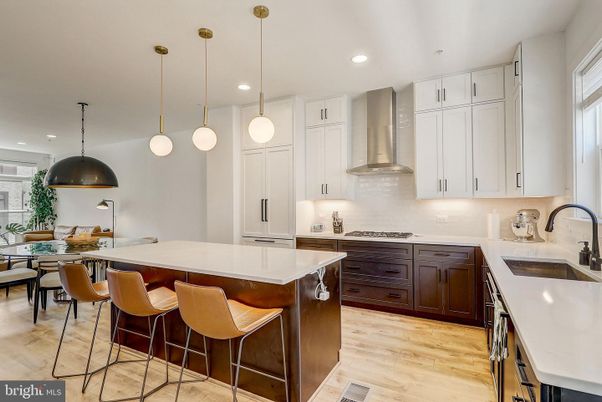 Interior, Kitchen, Pendant Lights, Recessed Lighting, Wood Texture Flooring