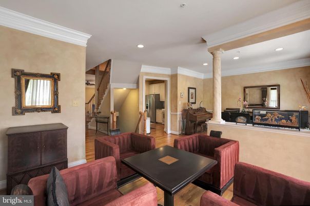 Fireplace, Interior, Living room, Piano, Recessed Lighting, Wood Texture Flooring