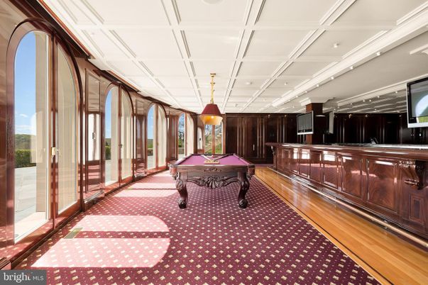 Billiard Table, Game Room, Interior, Pendant Lights, Recessed Lighting, Wood Texture Flooring