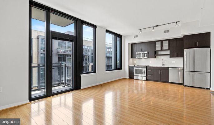 Interior, Kitchen, Stainless Steel Appliances, Wood Texture Flooring
