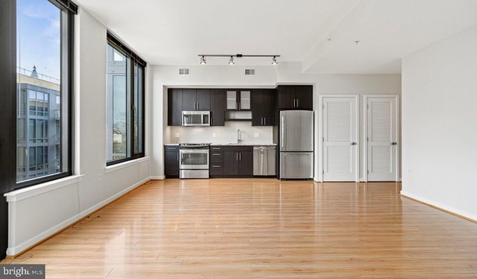 Interior, Kitchen, Stainless Steel Appliances, Wood Texture Flooring