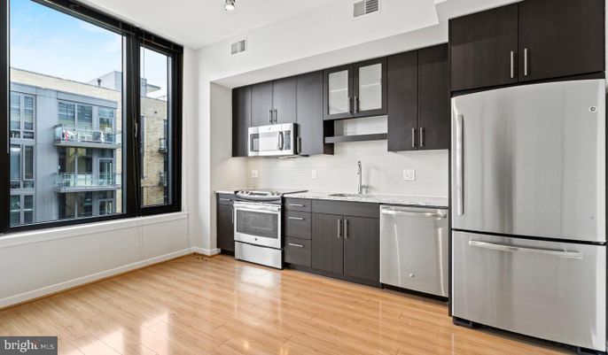 Interior, Kitchen, Stainless Steel Appliances, Wood Texture Flooring