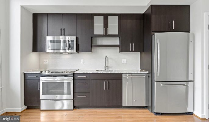 Interior, Kitchen, Stainless Steel Appliances, Wood Texture Flooring