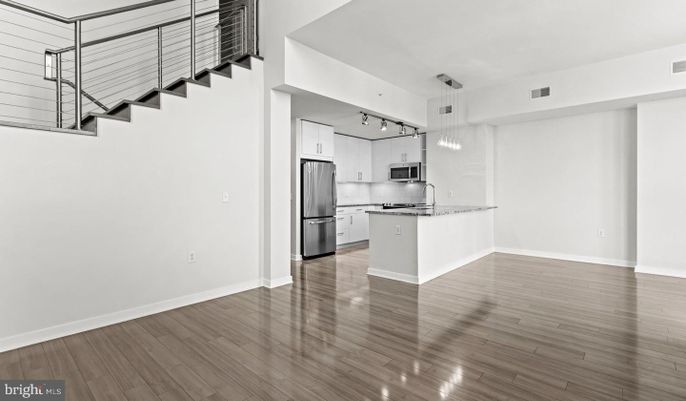 Interior, Kitchen, Pendant Lights, Stainless Steel Appliances, Wood Texture Flooring