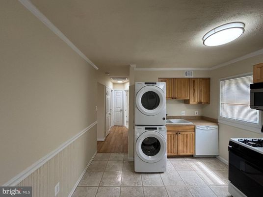 Interior, Kitchen, Washer, Wood Texture Flooring
