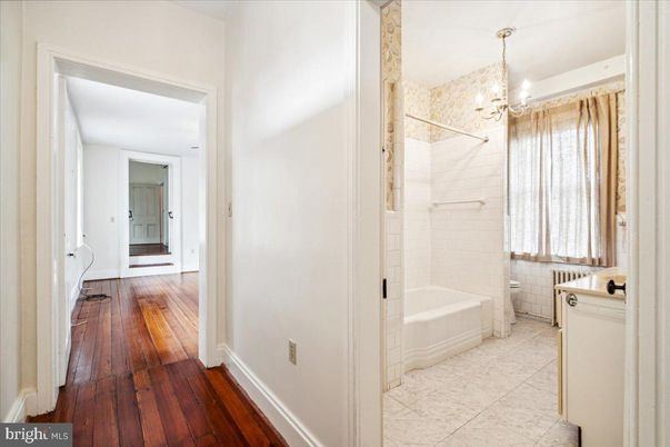 Bathroom, Chandelier, Interior, Wood Texture Flooring