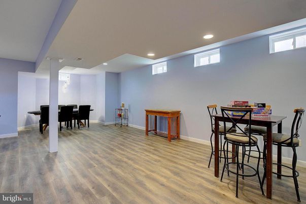 Dining room, Interior, Recessed Lighting, Wood Texture Flooring