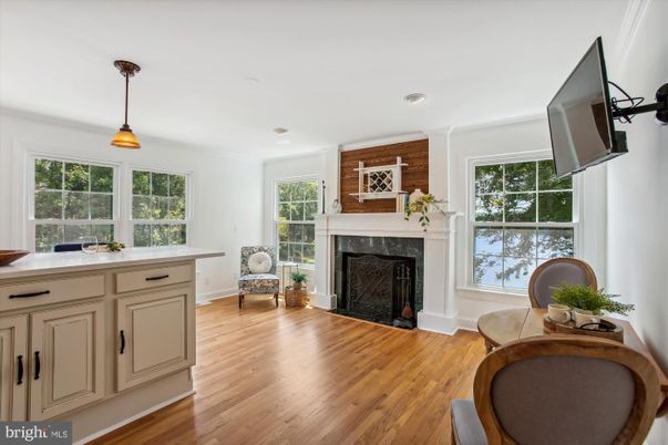 Fireplace, Interior, Pendant Lights, Recessed Lighting, Wood Texture Flooring