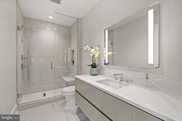 Bathroom, Glass Shower, Interior, Recessed Lighting