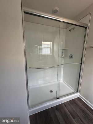 Bathroom, Glass Shower, Interior, Wood Texture Flooring