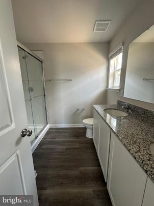 Bathroom, Glass Shower, Interior, Wood Texture Flooring