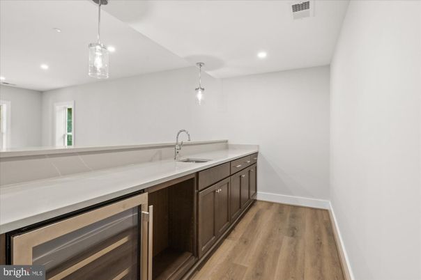 Interior, Kitchen, Pendant Lights, Recessed Lighting, Wood Texture Flooring
