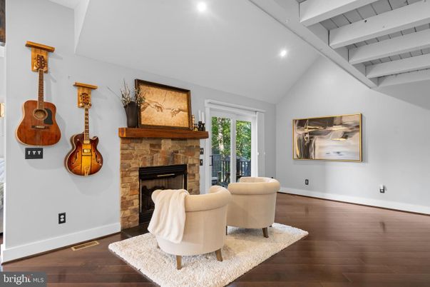 Fireplace, Interior, Recessed Lighting, Wood Texture Flooring